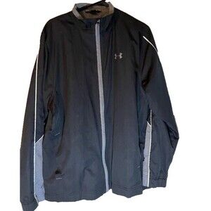 Under Armour Jacket L Black Gray Trim Windbreaker Full Zip Gorpcore Outdoor